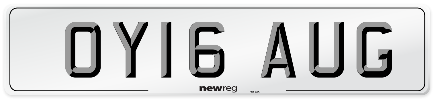OY16 AUG Number Plate from New Reg
